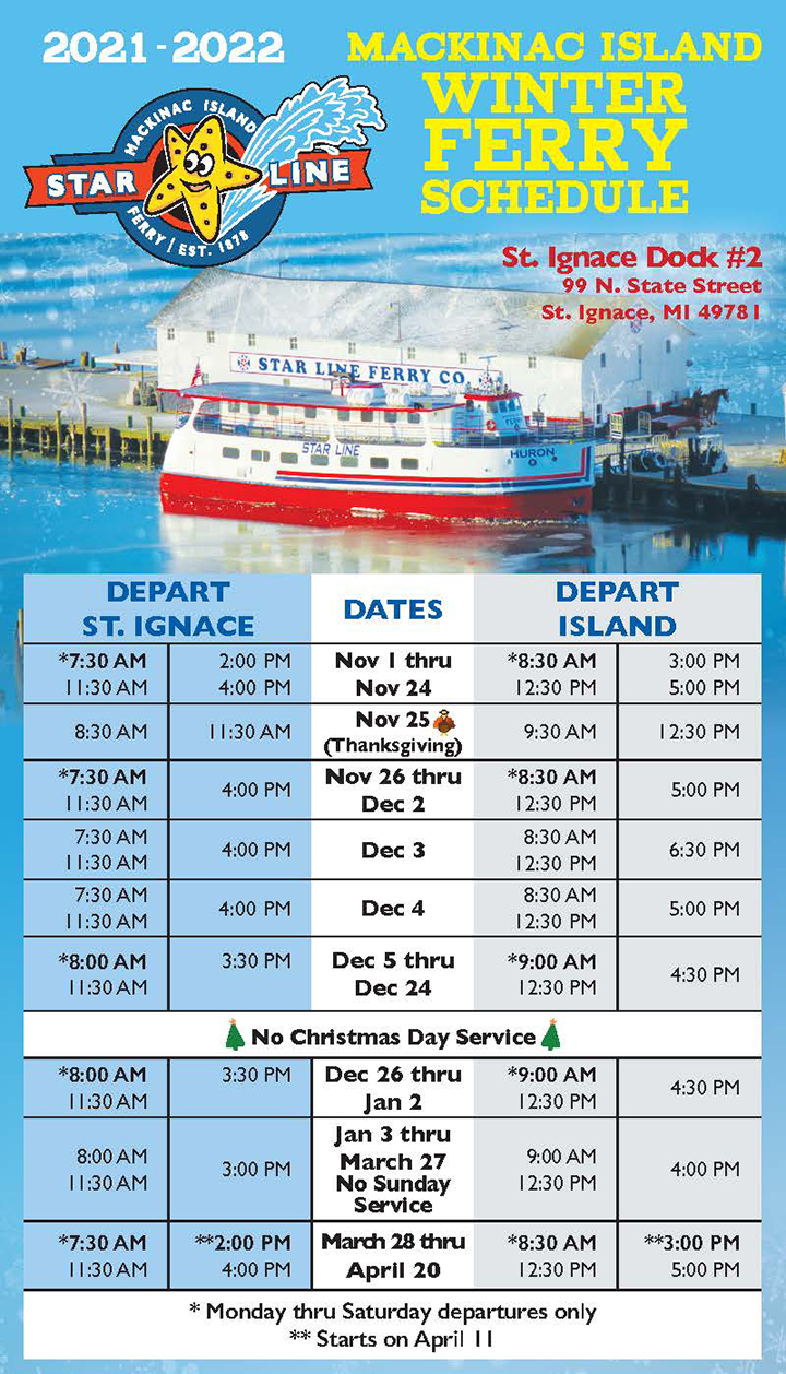 Mackinac Island Ferry Schedule 2022 Explore Mackinac In Winter! | Star Line Mackinac Island Ferry